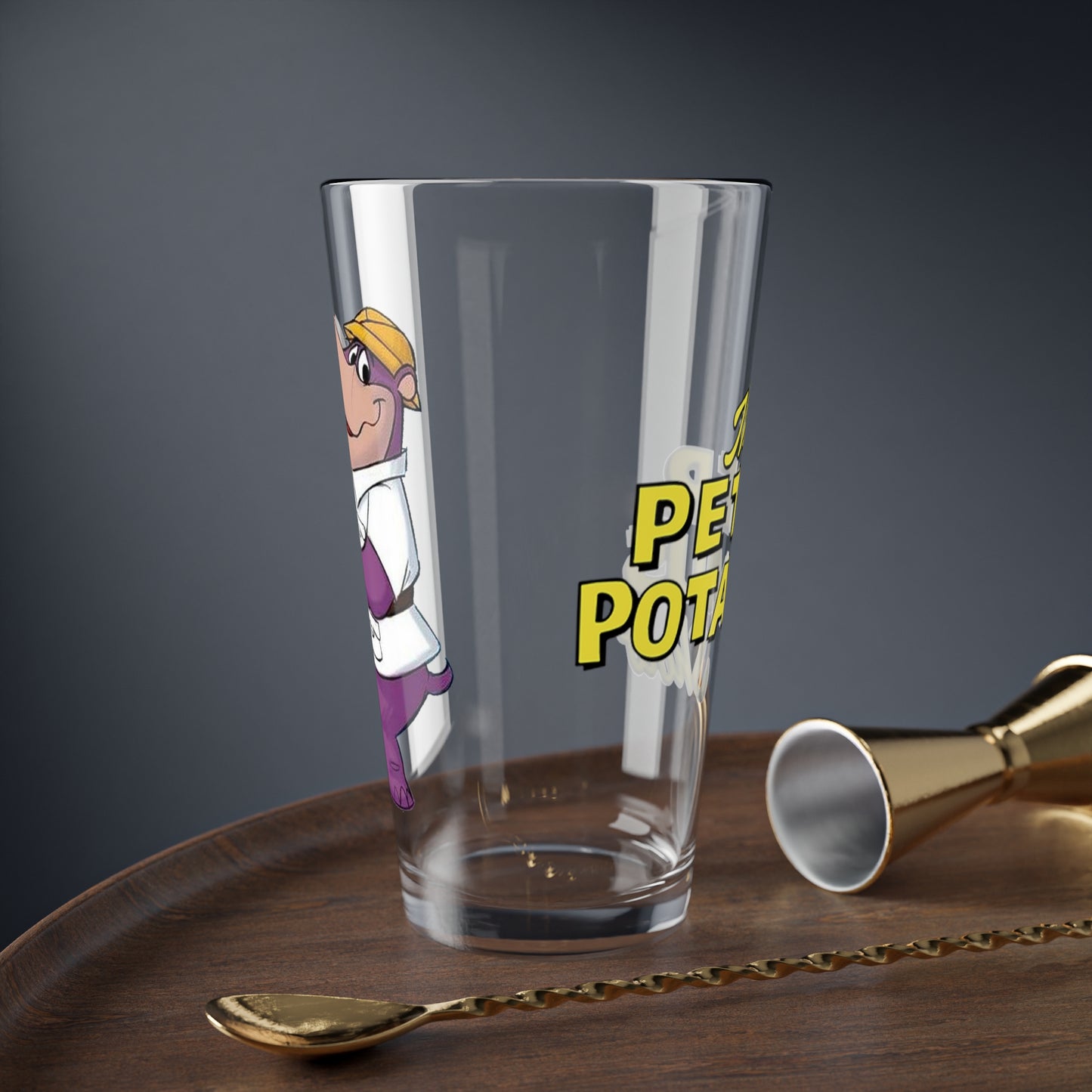 Peter Potamus Pint Glass, 16oz - Hanna-Barbera Cartoon 1960s TV - Ideal Toy Company - Purple Hippopotamus
