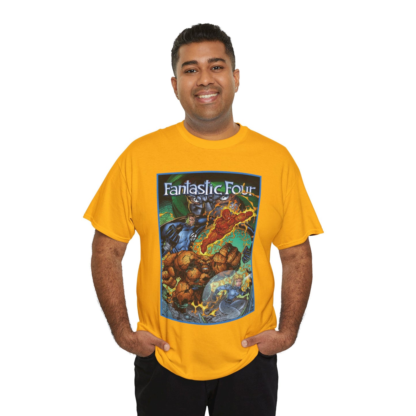 Fantastic Four T-Shirt - Jim Lee Art - The Thing, Human Torch, Reed Richards, Invisible Woman - Marvel Comics - Heroes Reborn