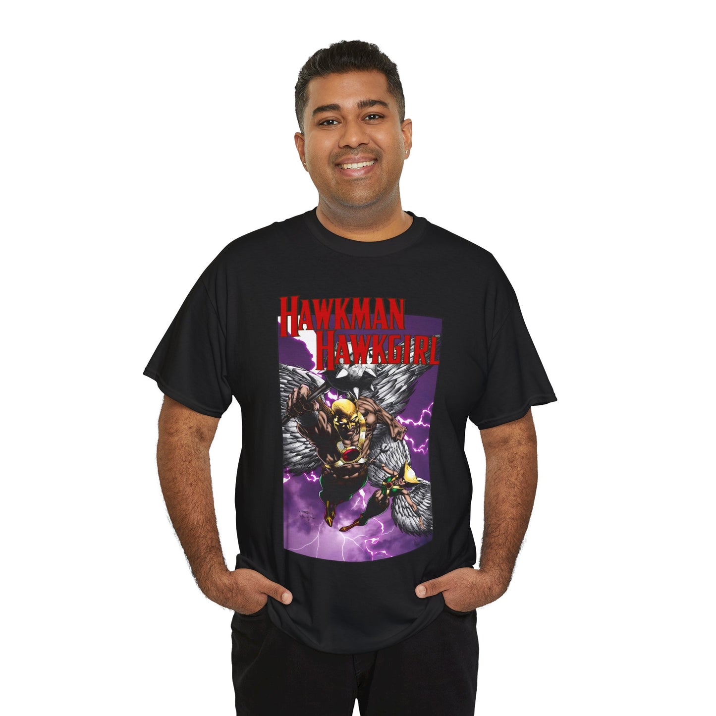 Hawkman & Hawkgirl T-Shirt - David Finch Art - Carter & Shayera Hall - JLA & JSA Members - DC Comics