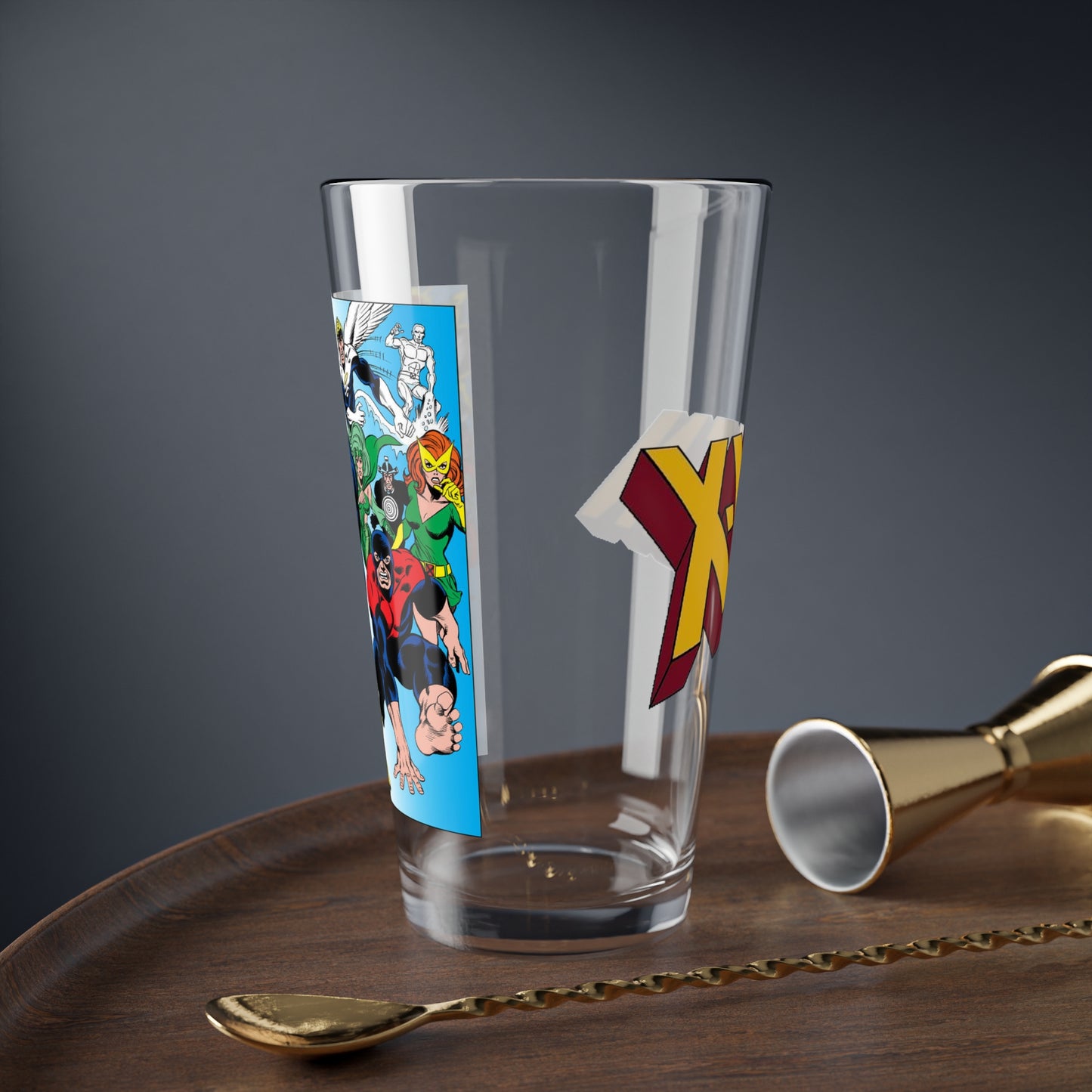Uncanny X-Men Pint Glass, 16oz - Dave Cockrum Art - Wolverine, Storm, Cyclops, Banshee, Beast, Polaris, Angel, Iceman - Marvel Comics