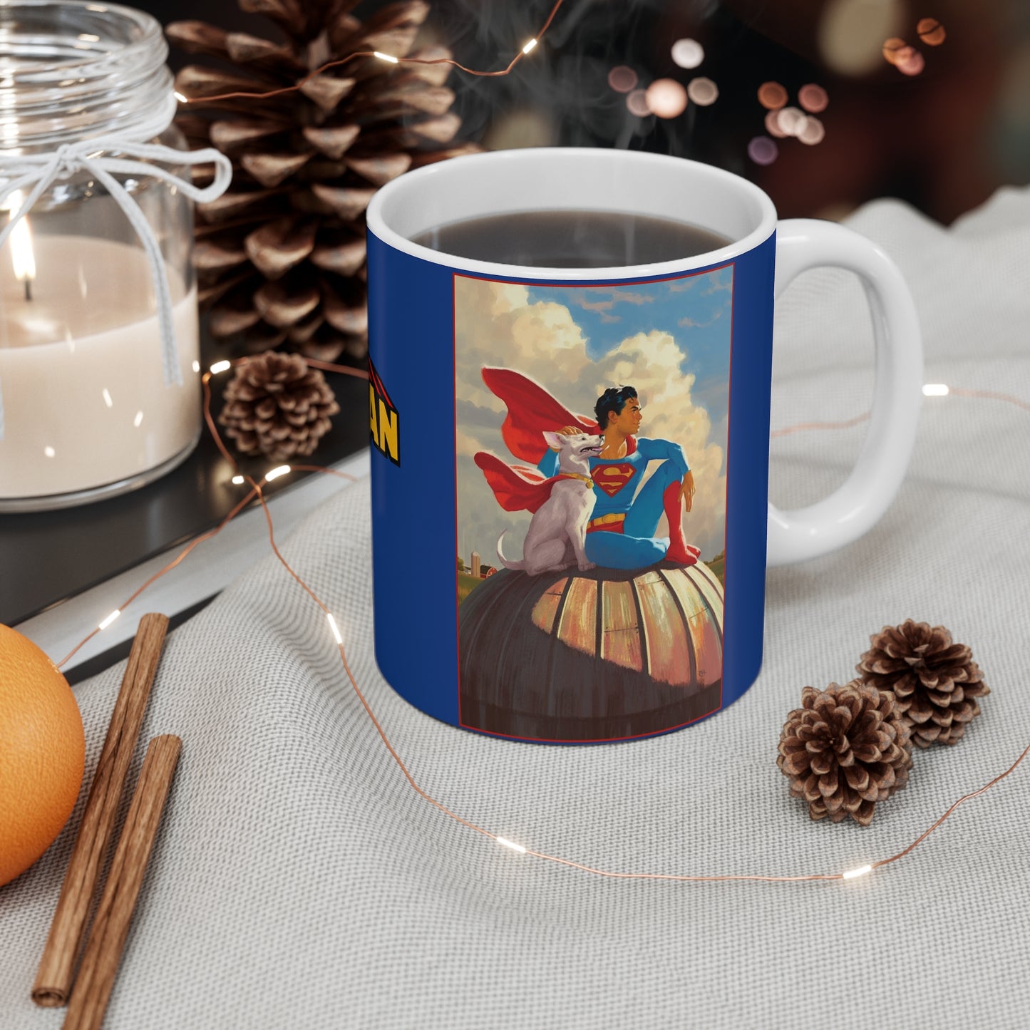 Superman & Krypto Coffee Mug 11oz - Man of Steel, Metropolis, Smallville - DC Comics - New 2025 Movie