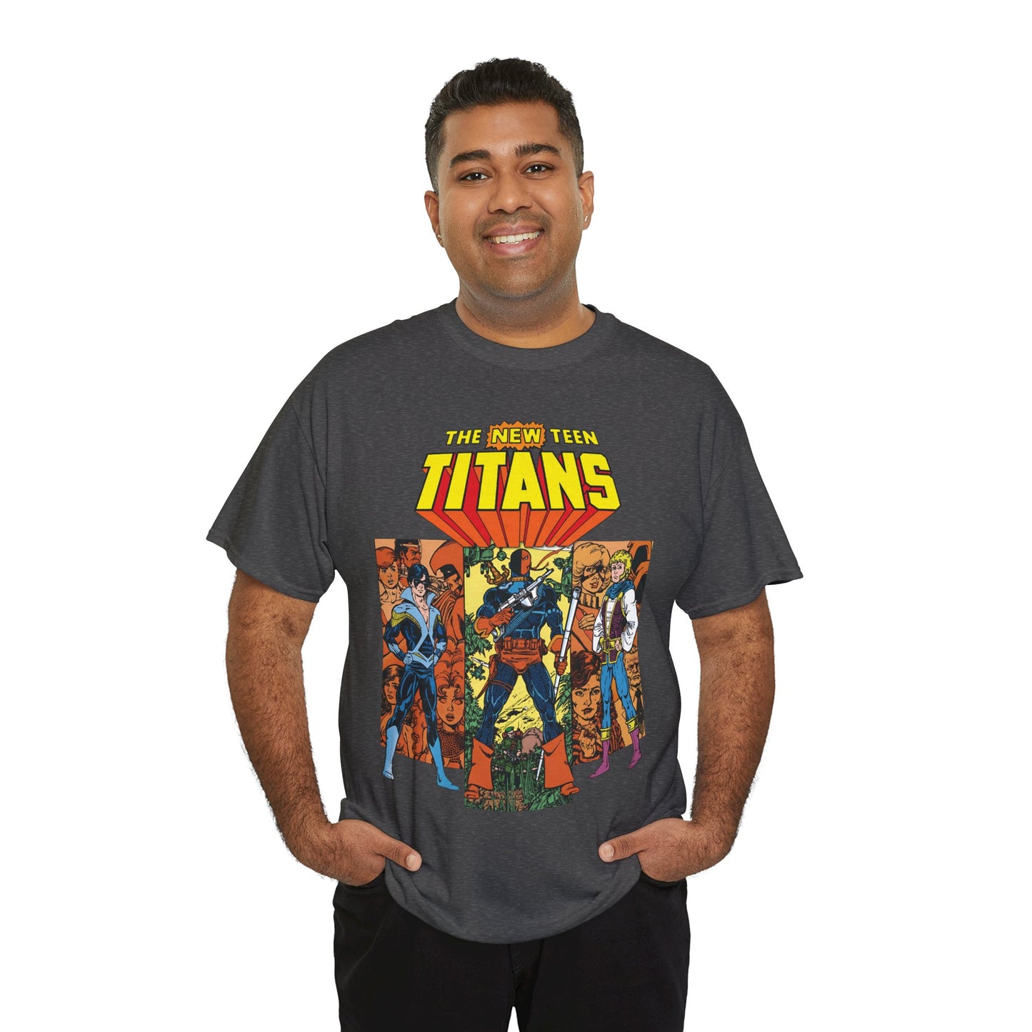 New Teen Titans T-Shirt - George Perez Art - Judas Contract - Nightwing, Jericho, Deathstroke, Changeling. Starfire - DC Comics