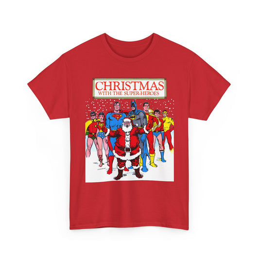 Christmas with the Superheroes T-Shirt - Nick Cardy Art - Superman Batman Captain Marvel Teen Titans Retro Festive Holiday Tee - DC Comics