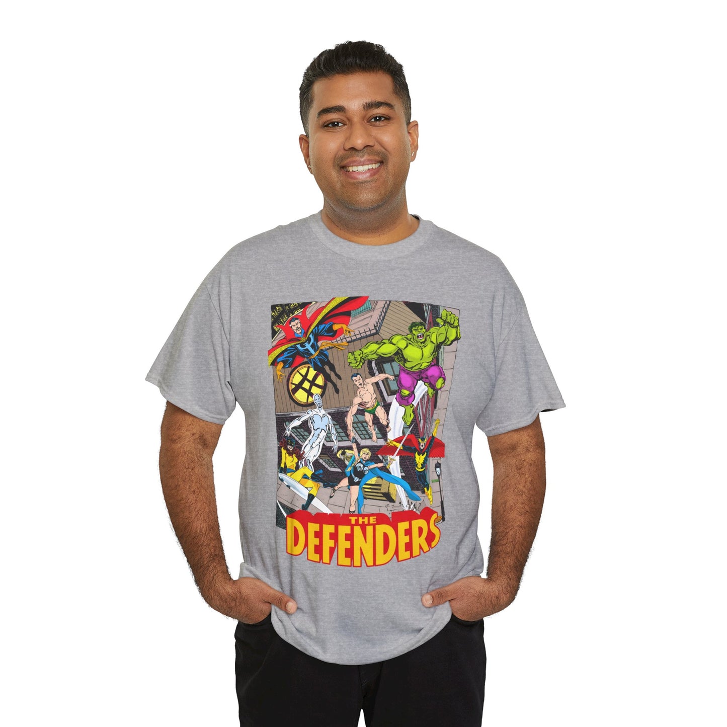 Defenders T-Shirt - John Byrne Art - Marvel Comics - Dr Strange, Nighthawk, Hulk