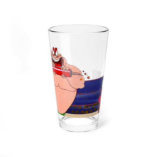 Bugs Bunny & the Crusher Pint Glass, 16oz - Popular Looney Tunes Characters - Bunny Hugged - Bugs Wrestler Foe - Cartoon Classic