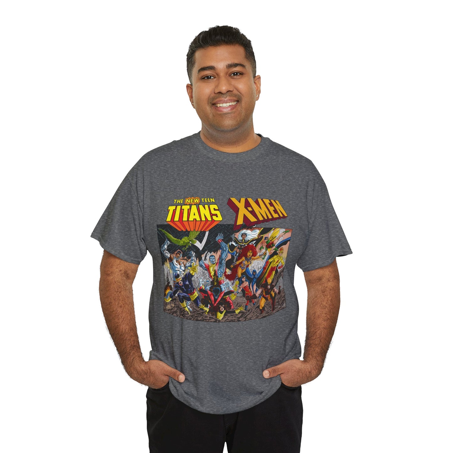 Uncanny X-Men Vs New Teen Titans T-Shirt - Amazing John Byrne Art - DC Comics, Marvel Comics Crossover - Wolverine, Starfire, Cyclops, Storm, Raven, Wonder Girl