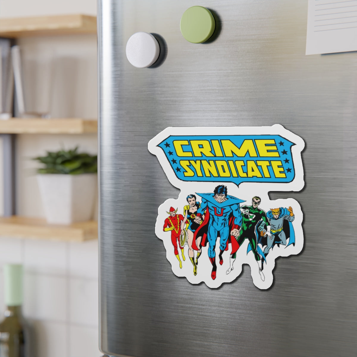 Crime Syndicate Die-Cut Magnet - Ultraman, Superwoman, Power Ring, Johnny Quick, Owlman - Earth 3 JLA Villains - Silver Age - DC Comics - 3", 4", 5", 6"