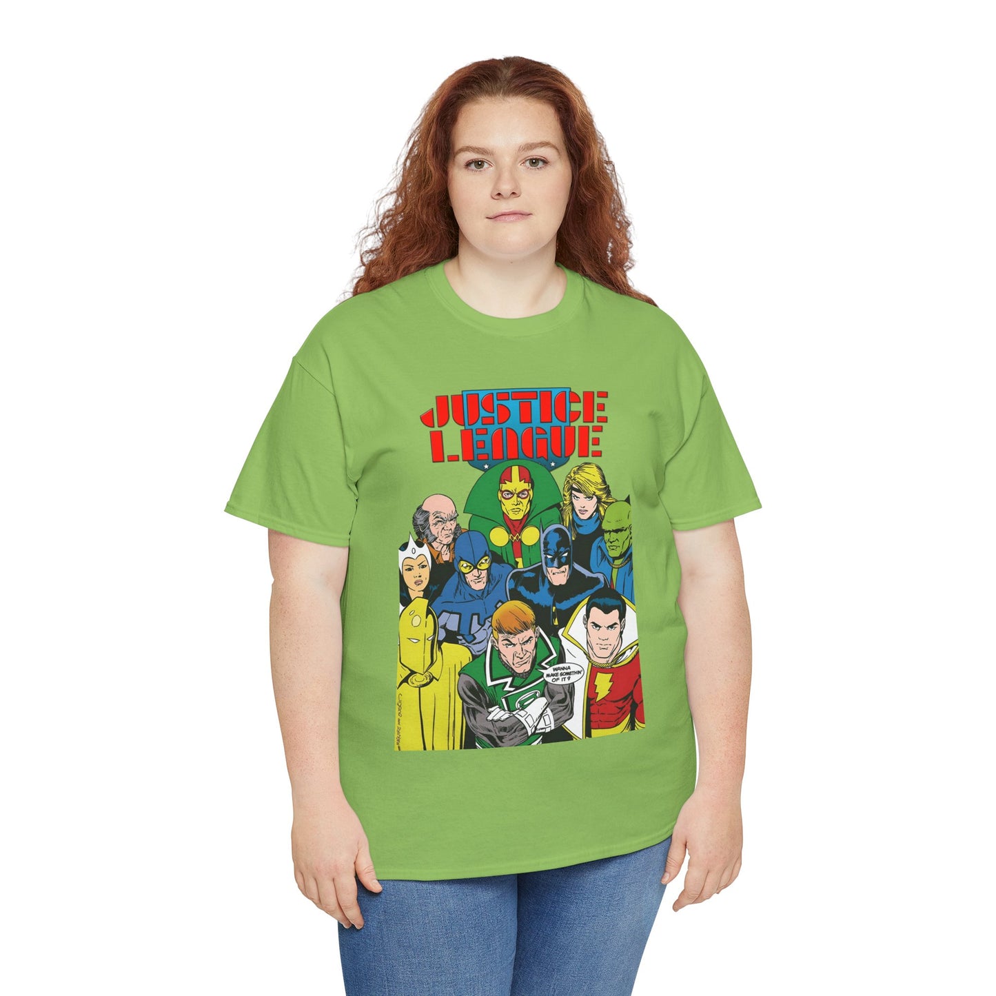 Justice League International T-Shirt - Kevin Maguire Art - JLI - DC Comics - Blue Beetle, Dr Fate, Batman, Mr Miracle, Martian Manhunter - Guy Gardner