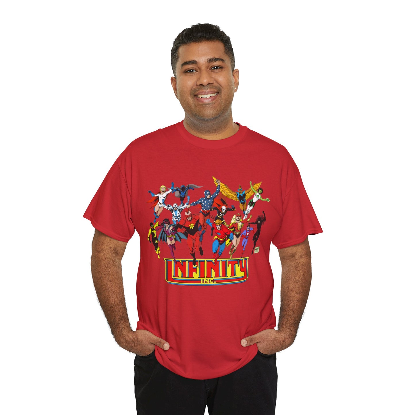 Infinity Inc Shirt - Tom Grummett Art - Jade, Obsidian, Huntress, Power Girl, Fury, Silver Scarab, Wildcat, Star-Spangled Kid - JSA Successors - DC Comics