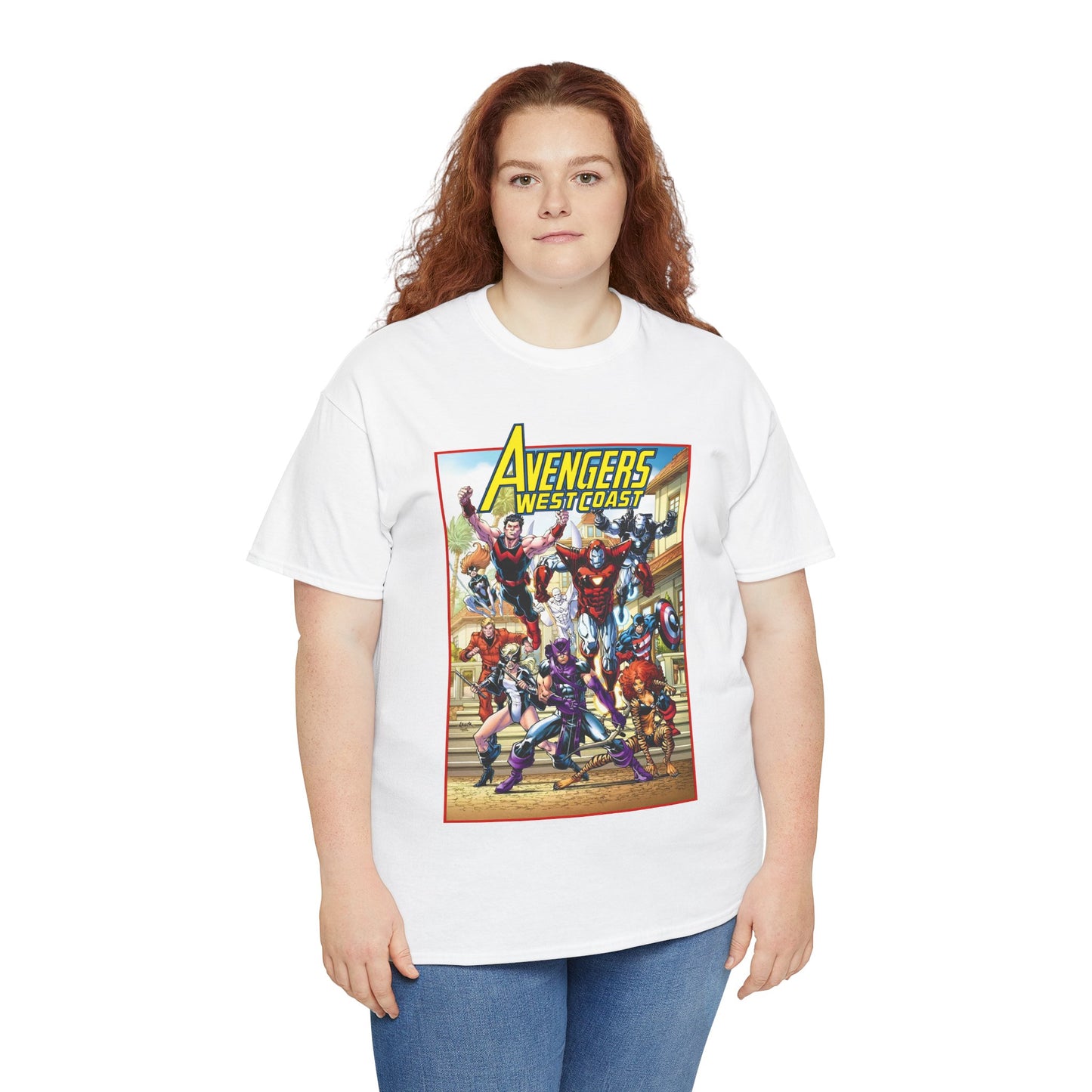 West Coast Avengers T-Shirt - Todd Nauck Art - Hawkeye, Iron Man, Wonder Man, Tigra, Vision - Marvel Comics