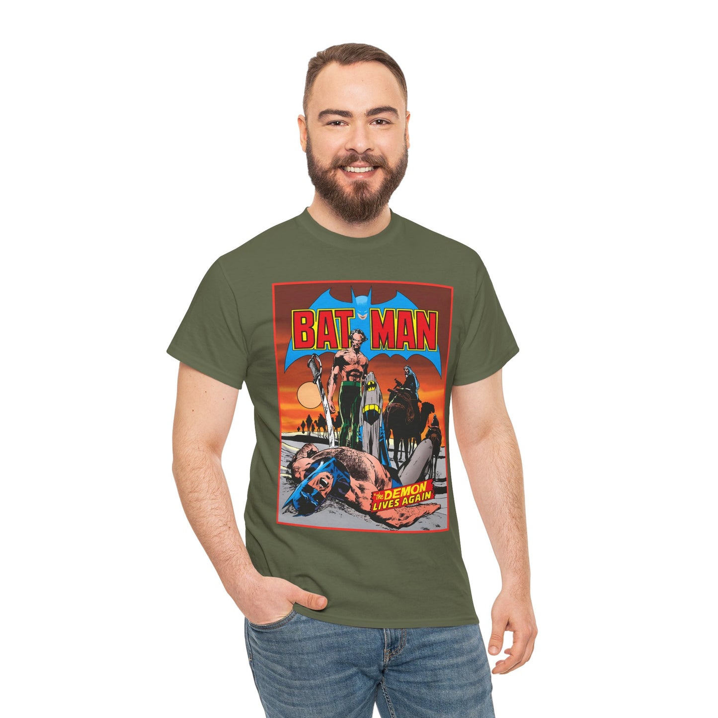 Batman T-Shirt - Neal Adams Art - R'as Al Ghul - Demon Lives Again - DC Comics - Dark Knight Detective