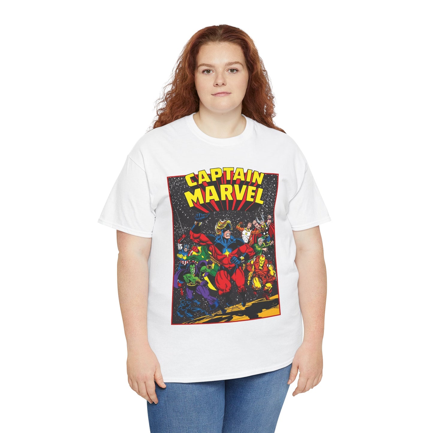 Captain Marvel T-Shirt - Marvel Comics - Jim Starlin Art - Mar-Vell - Kree - Cosmic Hero