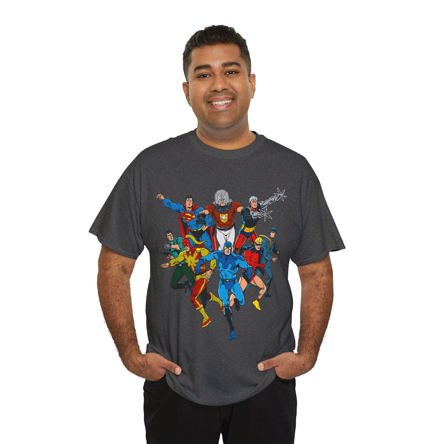 Charlton Characters T-Shirt - DC Comics - Captain Atom, Peacemaker, The Question, Blue Beetle, Judomaster