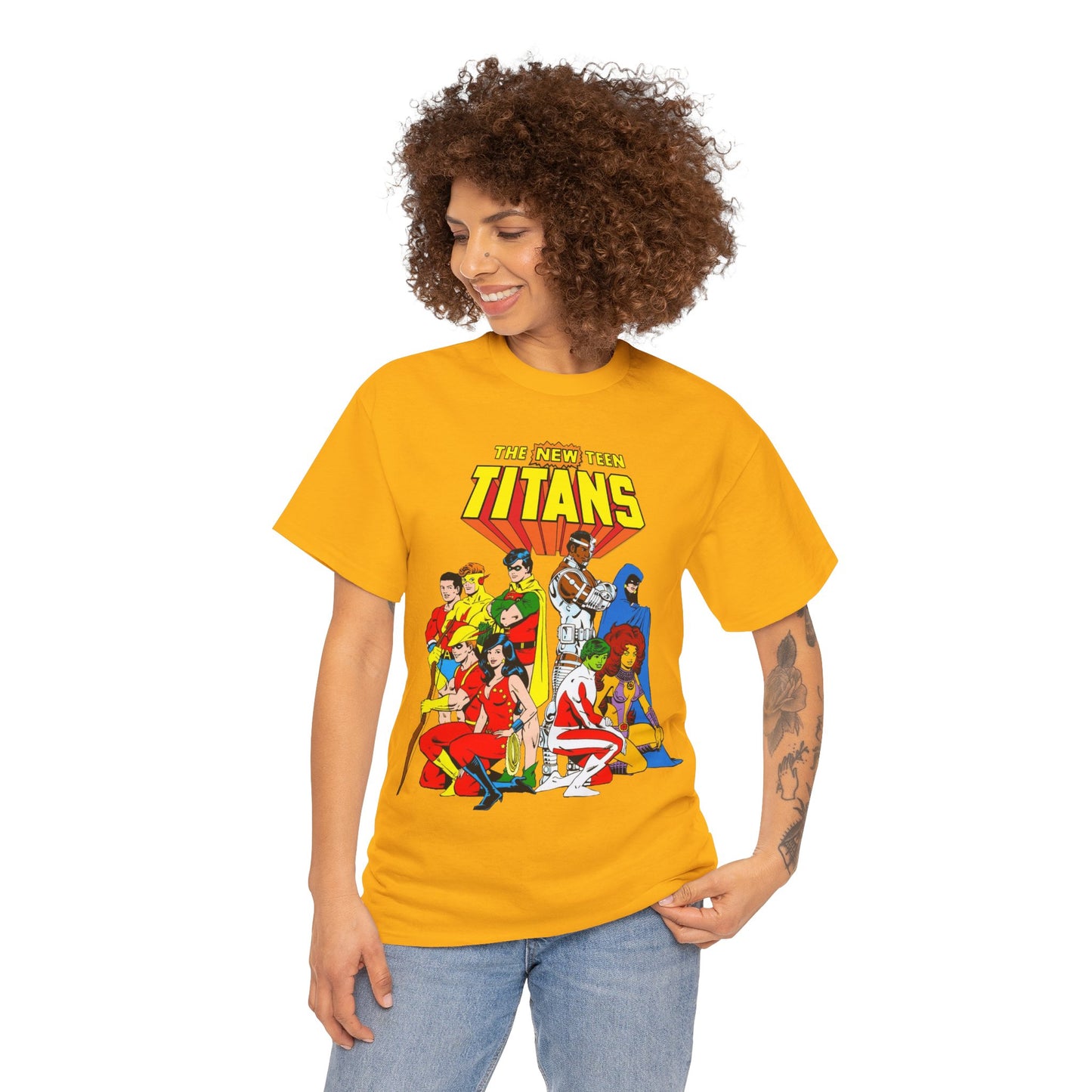 New Teen Titans T-Shirt - George Perez Art - Robin, Wonder Girl, Starfire, Raven, Cyborg, Speedy, Aqualad - DC Comics