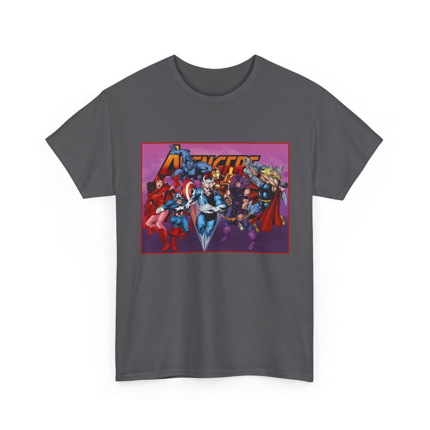Avengers T-Shirt - John Byrne Art - Captain America, Quicksilver, Scarlet Witch, Beast, Iron Man, Thor, Hawkeye - Marvel Comics