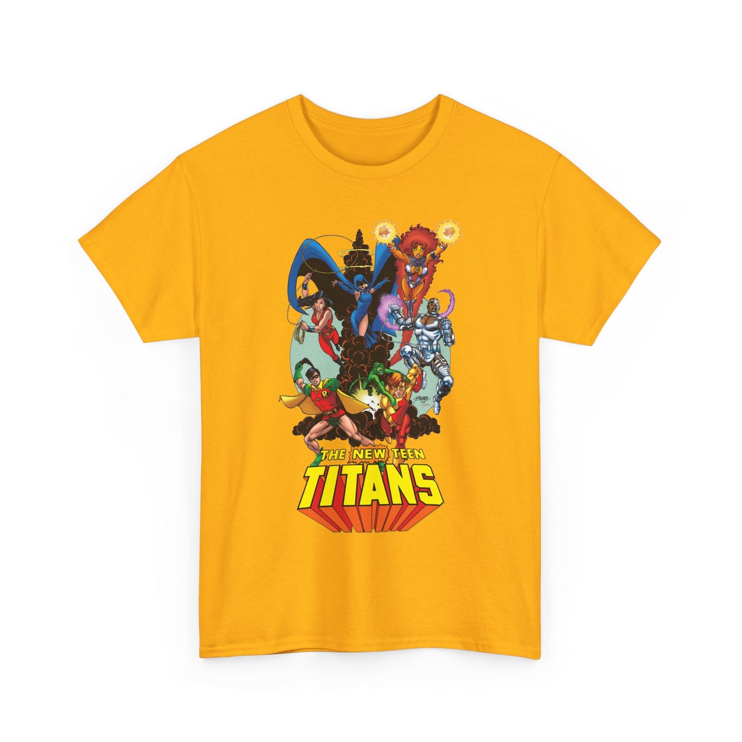 New Teen Titans T-Shirt - George Perez Art - Raven, Cyborg, Robin, Starfire, Wonder Girl, Changeling - DC Comics