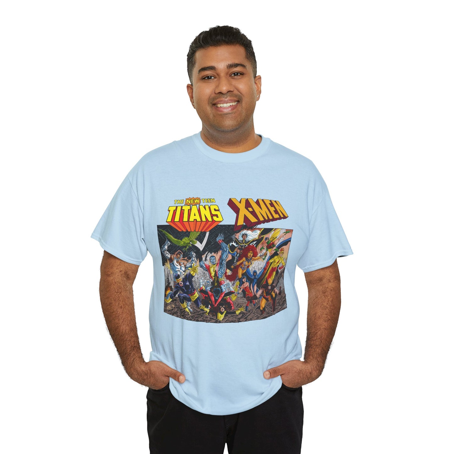 Uncanny X-Men Vs New Teen Titans T-Shirt - Amazing John Byrne Art - DC Comics, Marvel Comics Crossover - Wolverine, Starfire, Cyclops, Storm, Raven, Wonder Girl