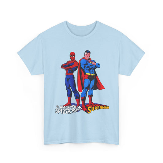 Amazing Spider-Man & Superman T-Shirt - Classic 1970s Marvel/DC Comics Crossover - Peter Parker & Clark Kent