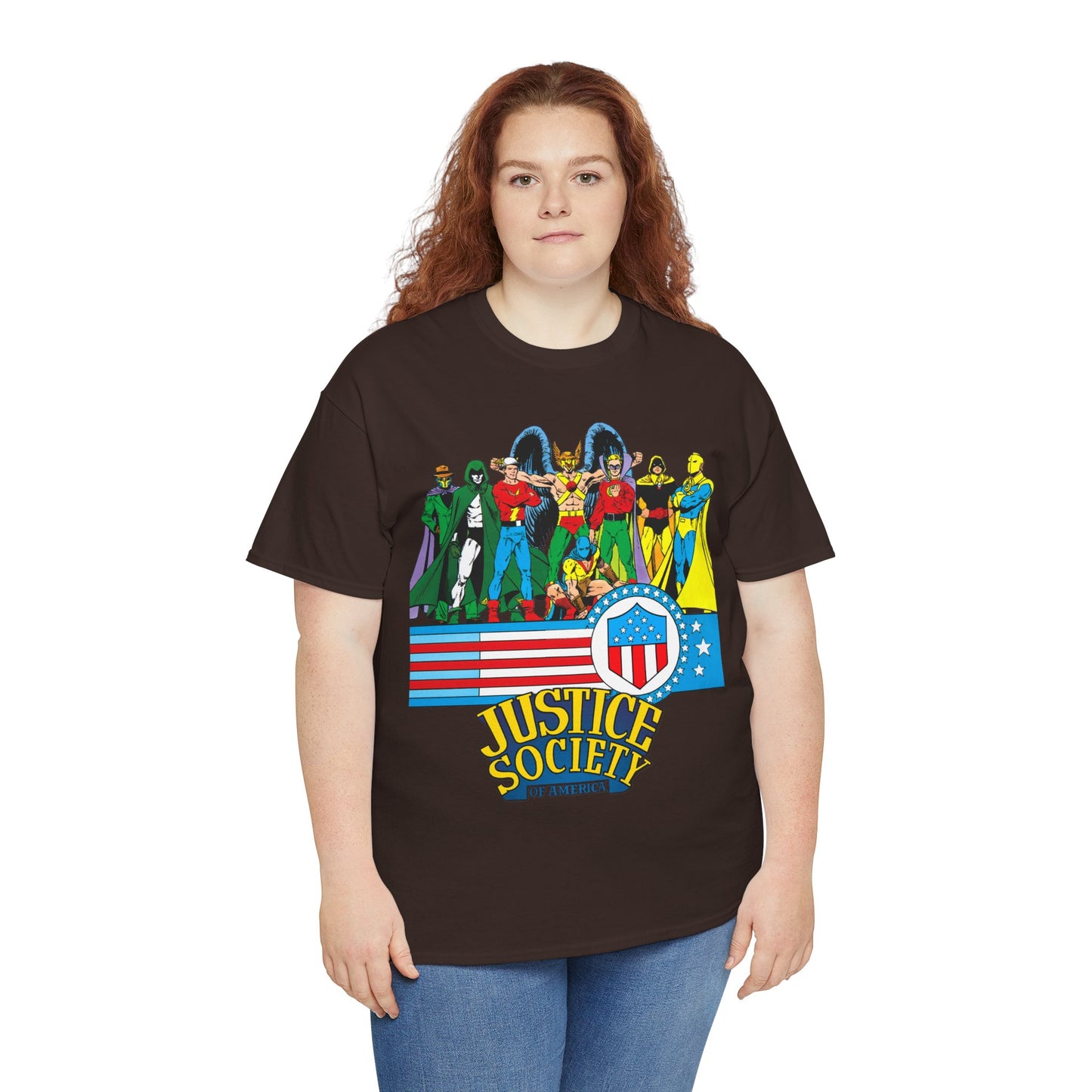 Justice Society of America T-Shirt - Amazing George Perez Art - History of the DC Universe - DC Comics - Dr Fate, Sandman, Flash, Hourman, Spectre, Hawkman