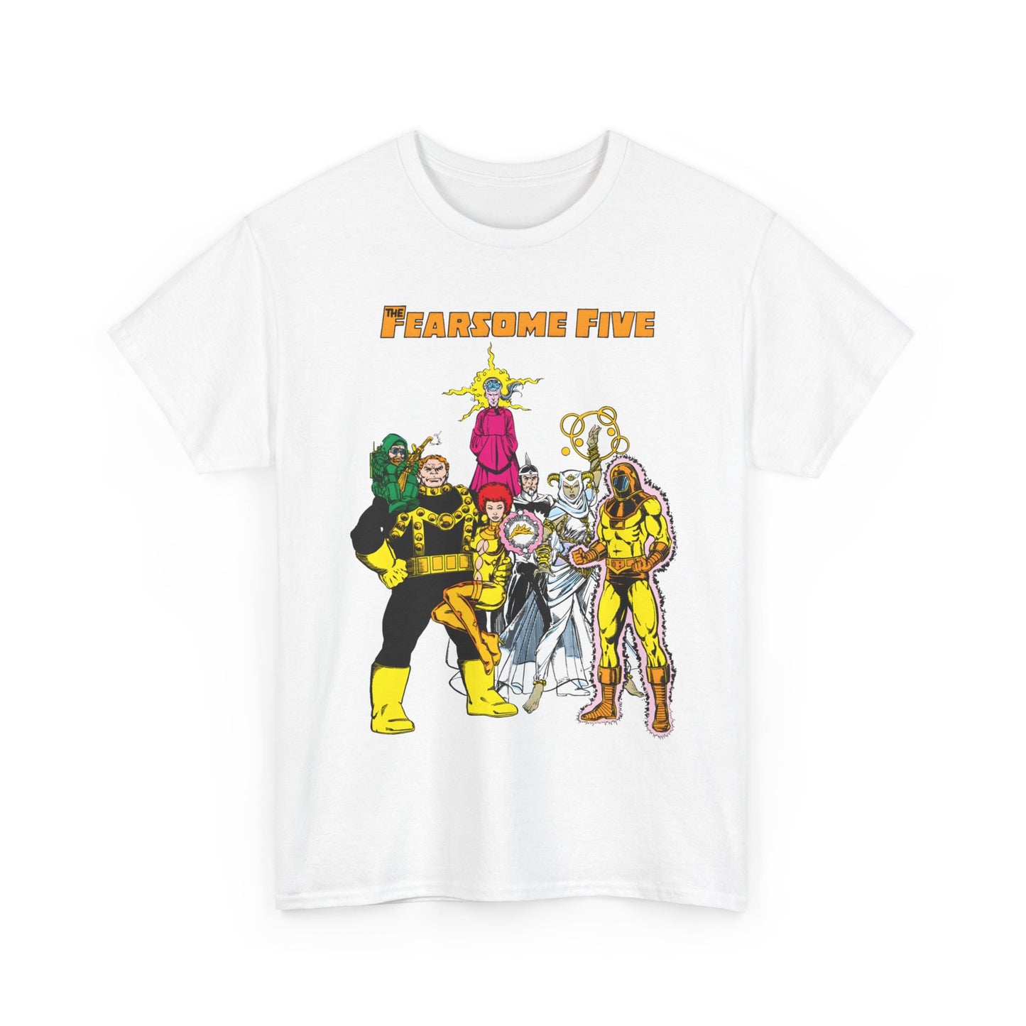 Fearsome Five T-Shirt - George Perez Art - Dr Light, Shimmer, Mammoth, Gizmo, Psimon, Jinx, Neutron - Who's Who Art - DC Comics