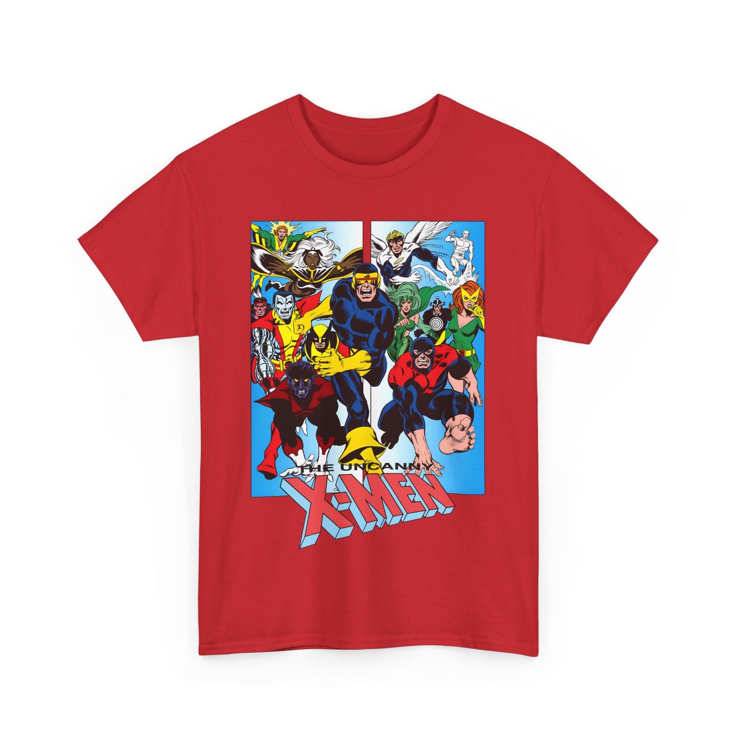 Uncanny X-Men T-Shirt - Classic Dave Cockrum Art - Popular Marvel Comics Series - Wolverine, Storm, Cyclops, Nightcrawler, Jean Grey, Iceman, Banshee, Beast