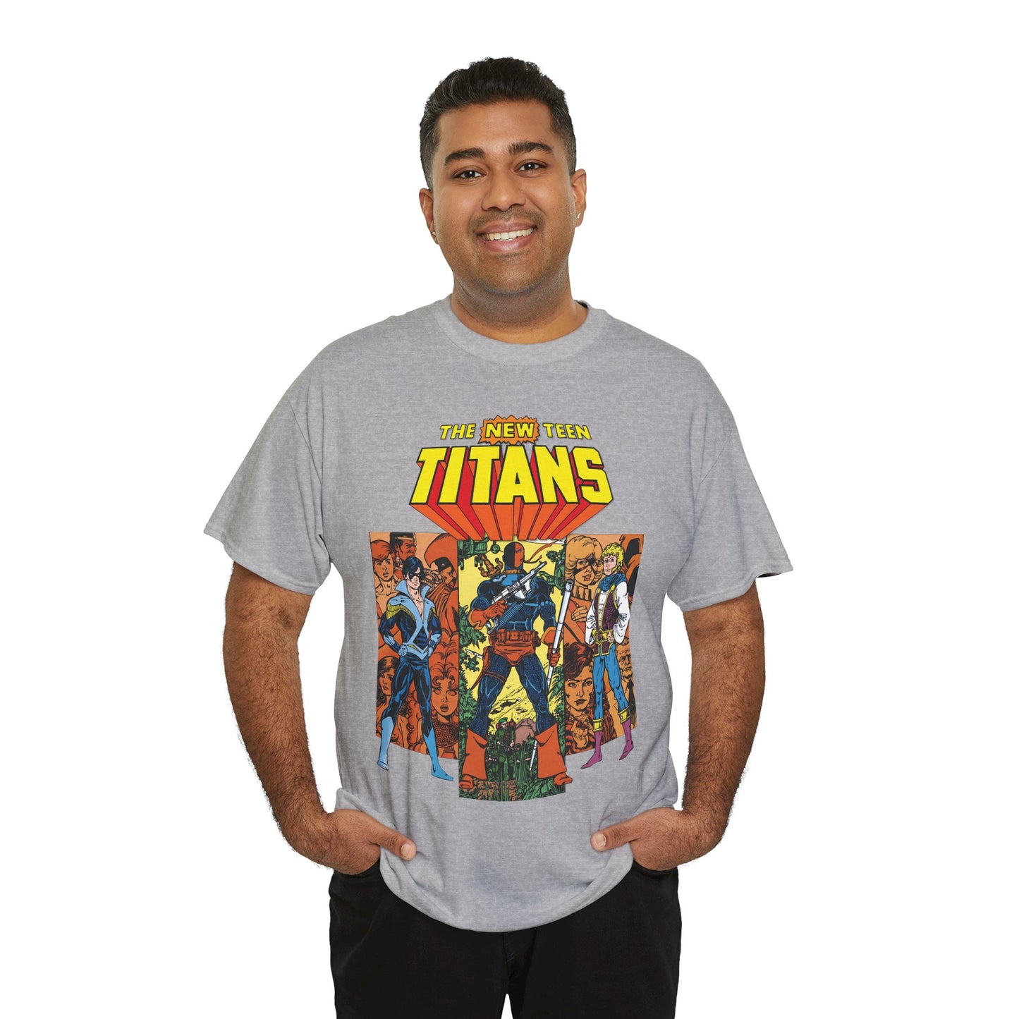 New Teen Titans T-Shirt - George Perez Art - Judas Contract - Nightwing, Jericho, Deathstroke, Changeling. Starfire - DC Comics