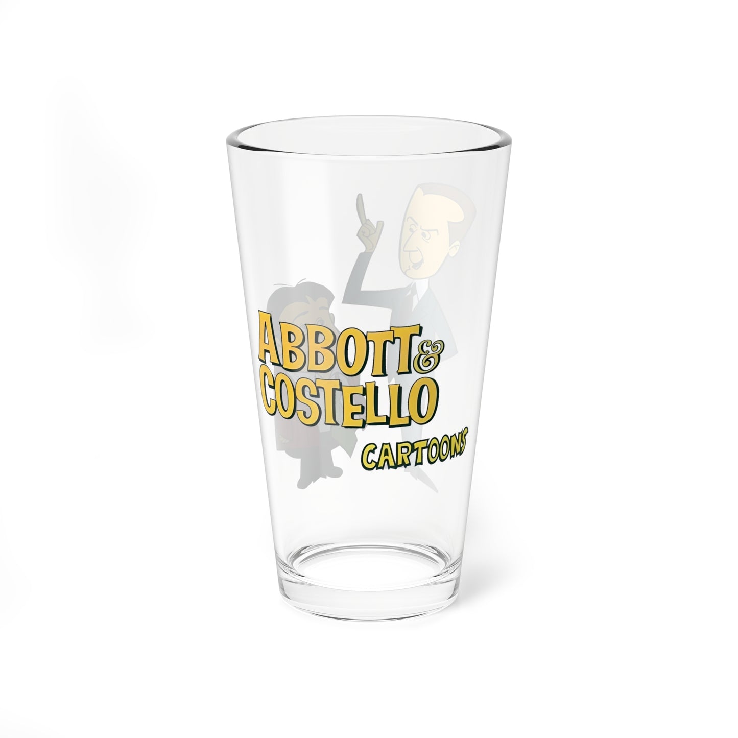 Abbott and Costello Pint Glass - Hanna-Barbera Art - 16oz 1960s Cartoon Gift - Classic Comedy Duo Barware - Vintage Animation Icon