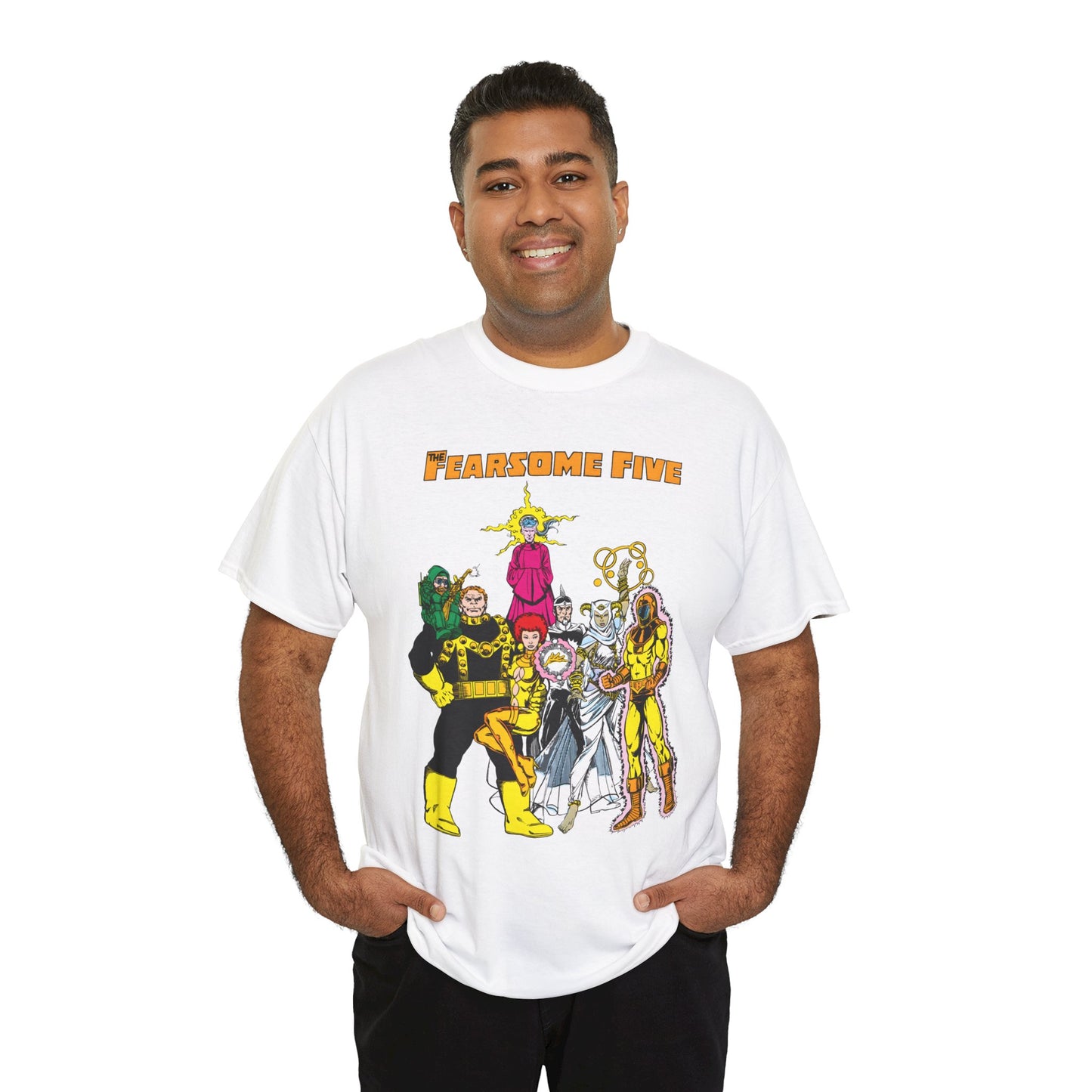 Fearsome Five T-Shirt - George Perez Art - Dr Light, Shimmer, Mammoth, Gizmo, Psimon, Jinx, Neutron - Who's Who Art - DC Comics