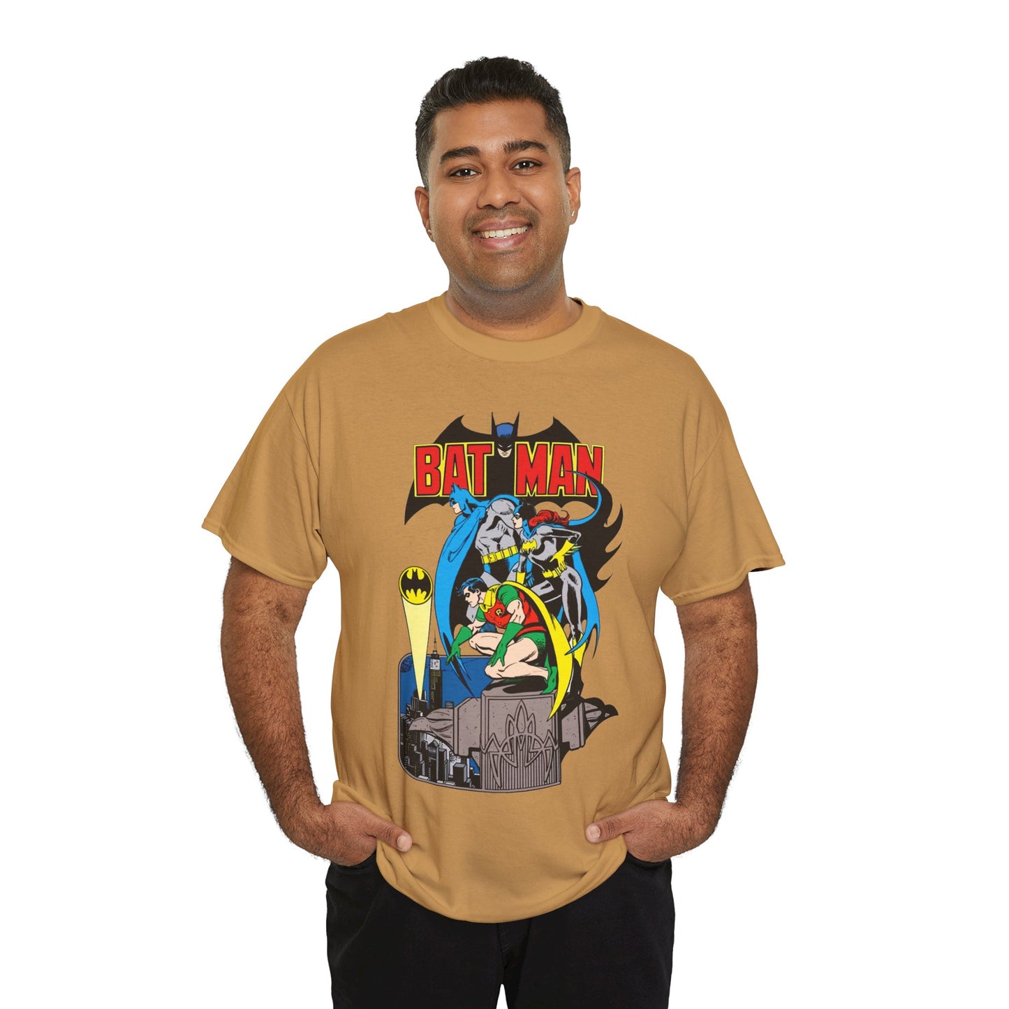 Batman, Robin & Batgirl T-Shirt - José Luis García-López Art - DC Comics Style Guide - 1970s Retro Art - Gotham City - Bat Signal