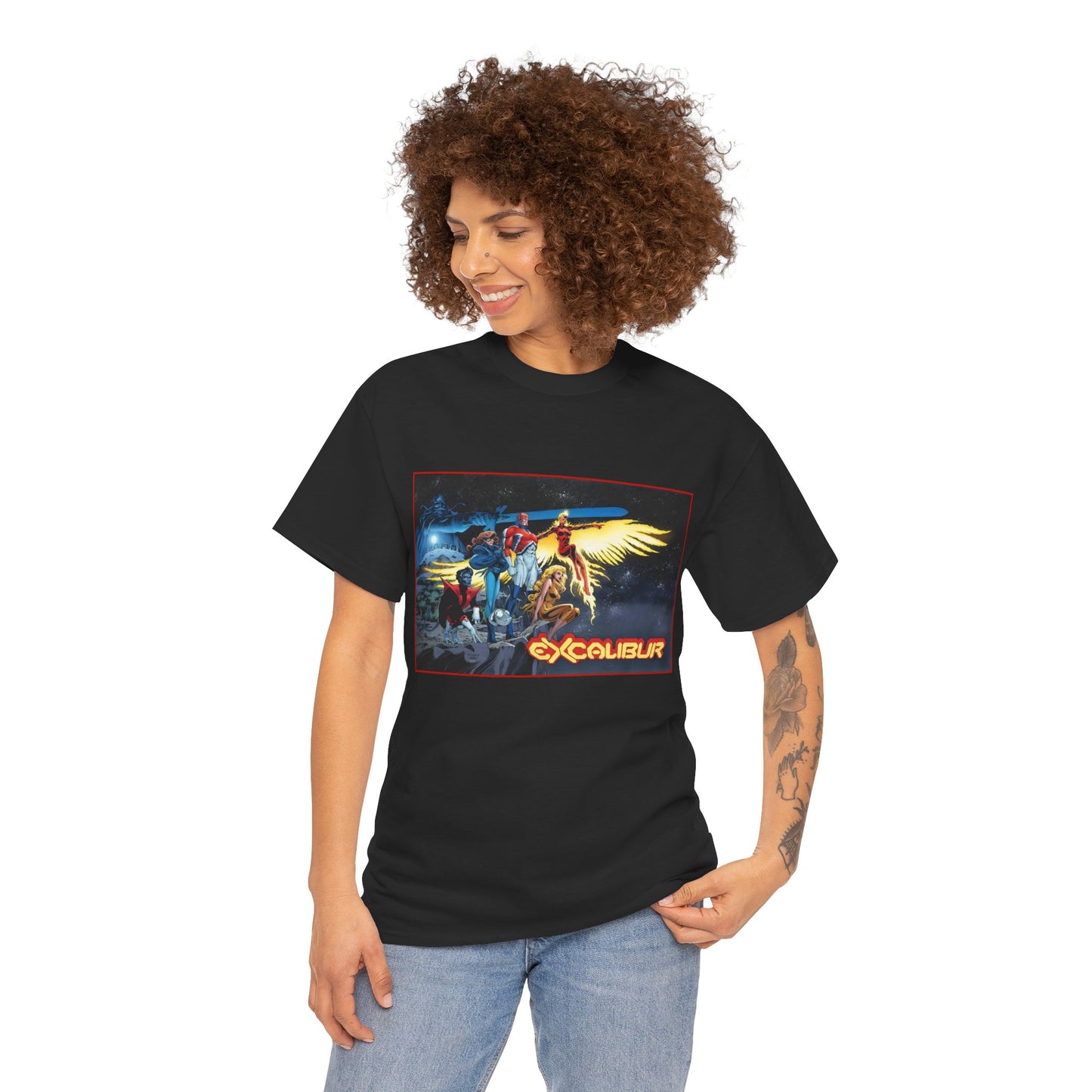 Excalibur T-Shirt - Alan David Art - Captain Britain, Nightcrawler, Shadowcat, Rachel Summers, Meggan - X-Men Series - UK Mutant Team - Marvel Comics