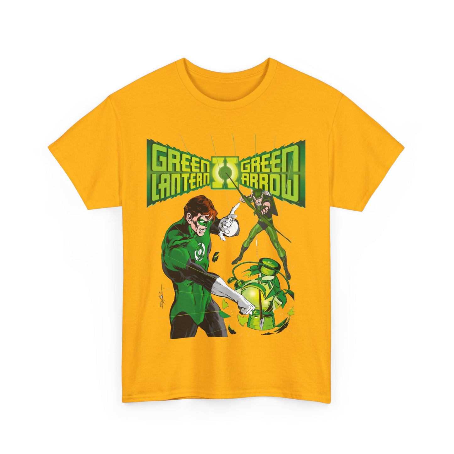 Green Lantern & Green Arrow T-Shirt - Neal Adams Art - Hal Jordan & Oliver Queen - Justice League Members - 1970s DC Comics