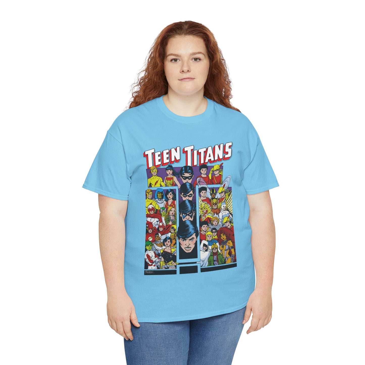 Teen Titans T-Shirt - George Perez Art - Wonder Girl, Bumblebee, Kid Flash, Starfire, Cyborg, Raven, Lilith, Flash, Hawn & Dove, Robin - DC Comics