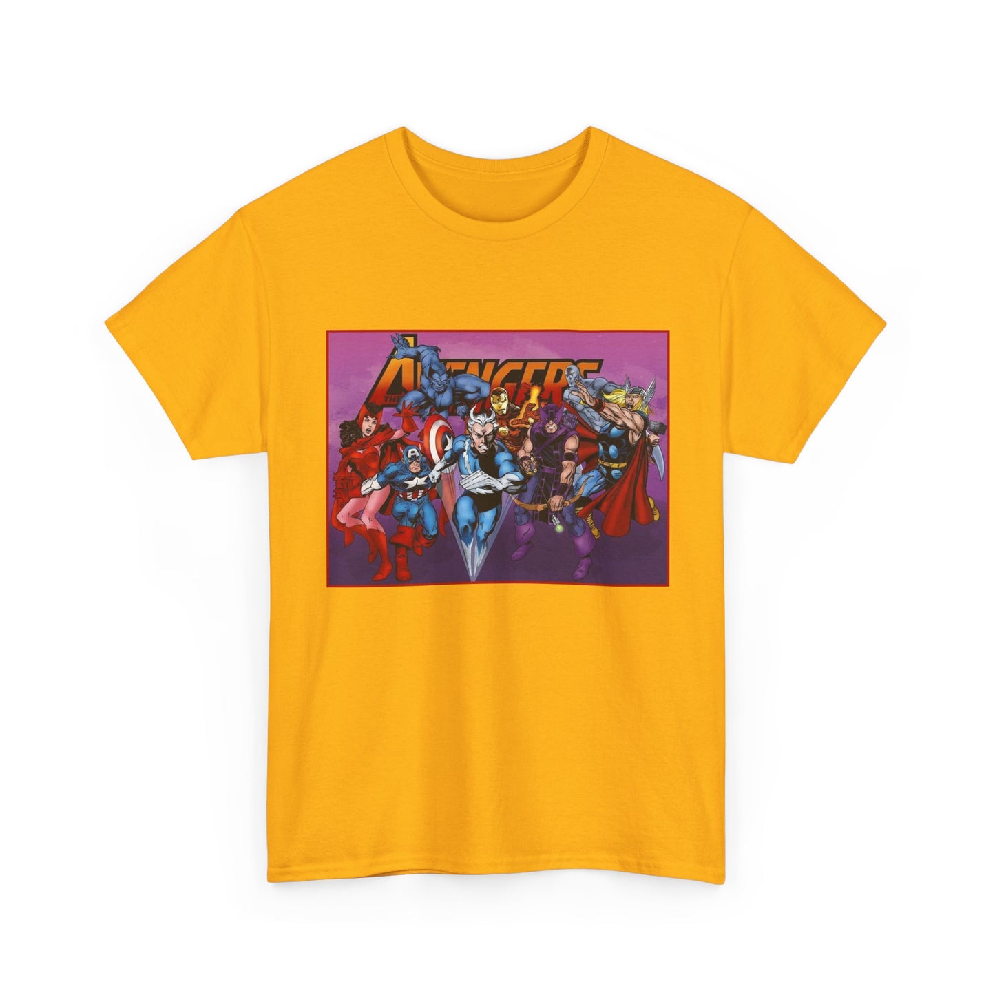 Avengers T-Shirt - John Byrne Art - Captain America, Quicksilver, Scarlet Witch, Beast, Iron Man, Thor, Hawkeye - Marvel Comics