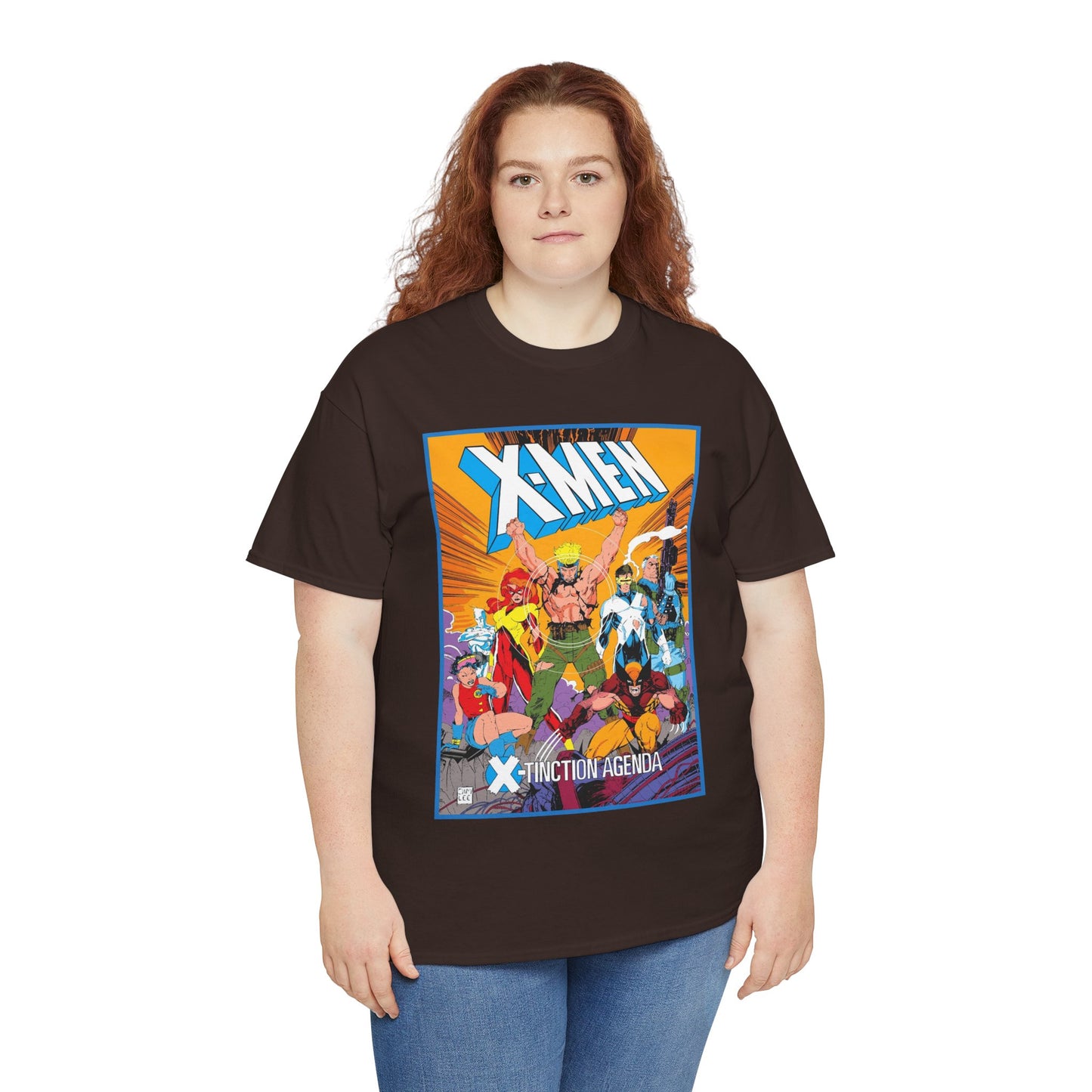 Uncanny X-Men T-Shirt - Jim Lee Art - Wolverine, Cyclops, Jean Grey, Cable, Iceman, Havok, Jubilee - X-Tinction Agenda - Marvel Comics