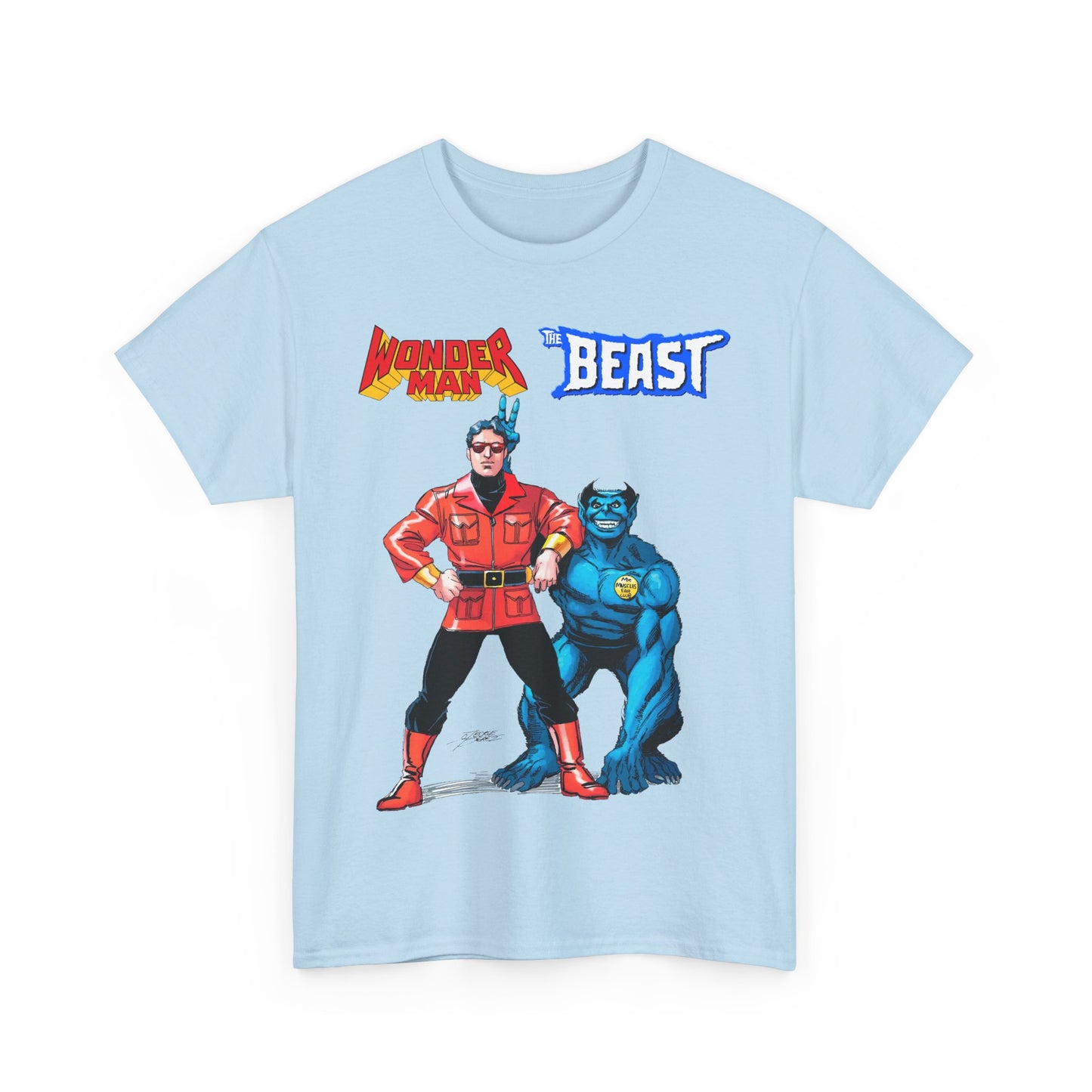 Wonder Man & Beast T-Shirt - George Perez Art - Popular Avengers, X-Men Members - Simon Williams & Hank McCoy - Marvel Comics