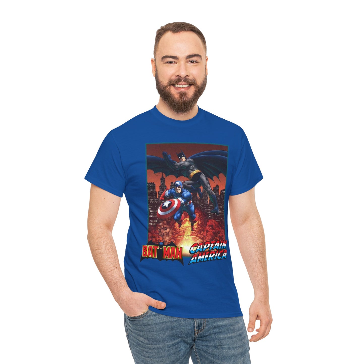 Batman & Captain America T-Shirt - John Byrne Art - Joker & Red Skull - Marvel & DC Comics Crossover Art