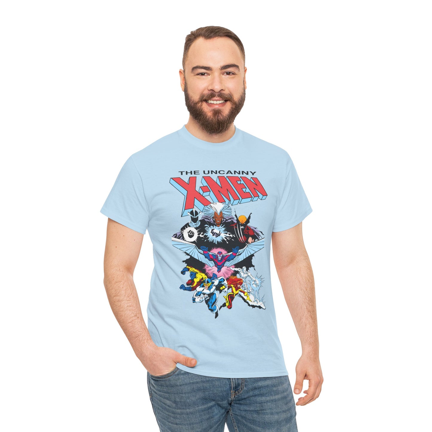 X-Men/X-Factor T-Shirt - Cyclops, Storm, Jean Grey, Iceman, Beast, Wolverine - Marvel Comics - From the Inferno Storyline - Mutant Battle