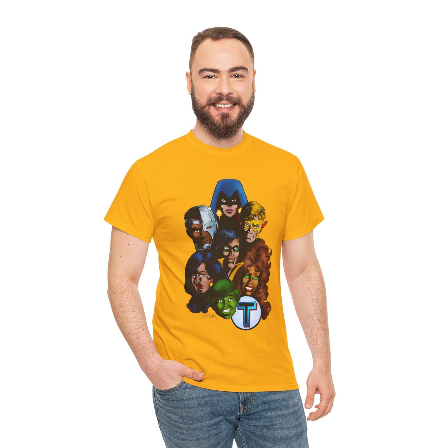 New Teen Titans T-Shirt - George Perez Art - Robin, Wonder Girl, Cyborg, Raven, Starfire, Kid Flash - DC Comics