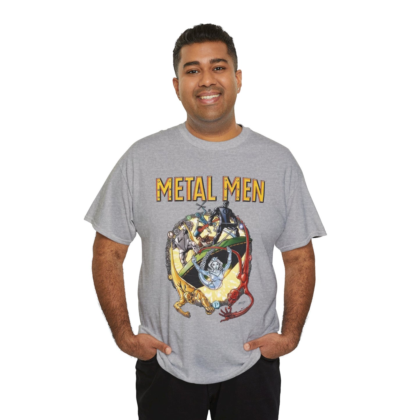 Metal Men T-Shirt - George Perez Art - DC Comics - Classic Silver Age Team - Mercury, Iron, Tin, Gold