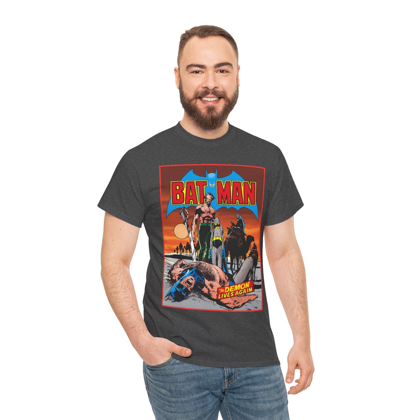 Batman T-Shirt - Neal Adams Art - R'as Al Ghul - Demon Lives Again - DC Comics - Dark Knight Detective