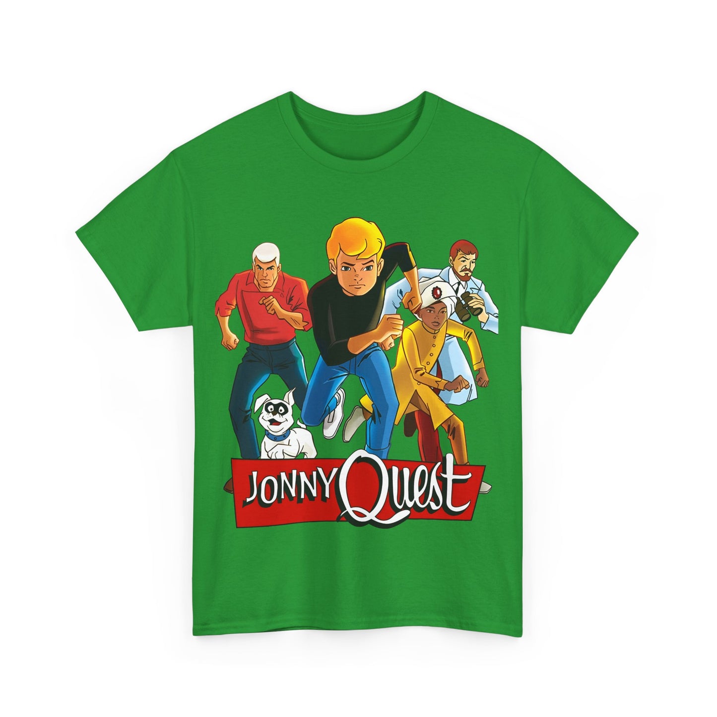 Jonny Quest T-Shirt - Popular Hanna-Barbera Cartoon Characters from the 1960s Adventure TV Show - Dr Benton, Hadji, Race Bannon, Bandit the Dog