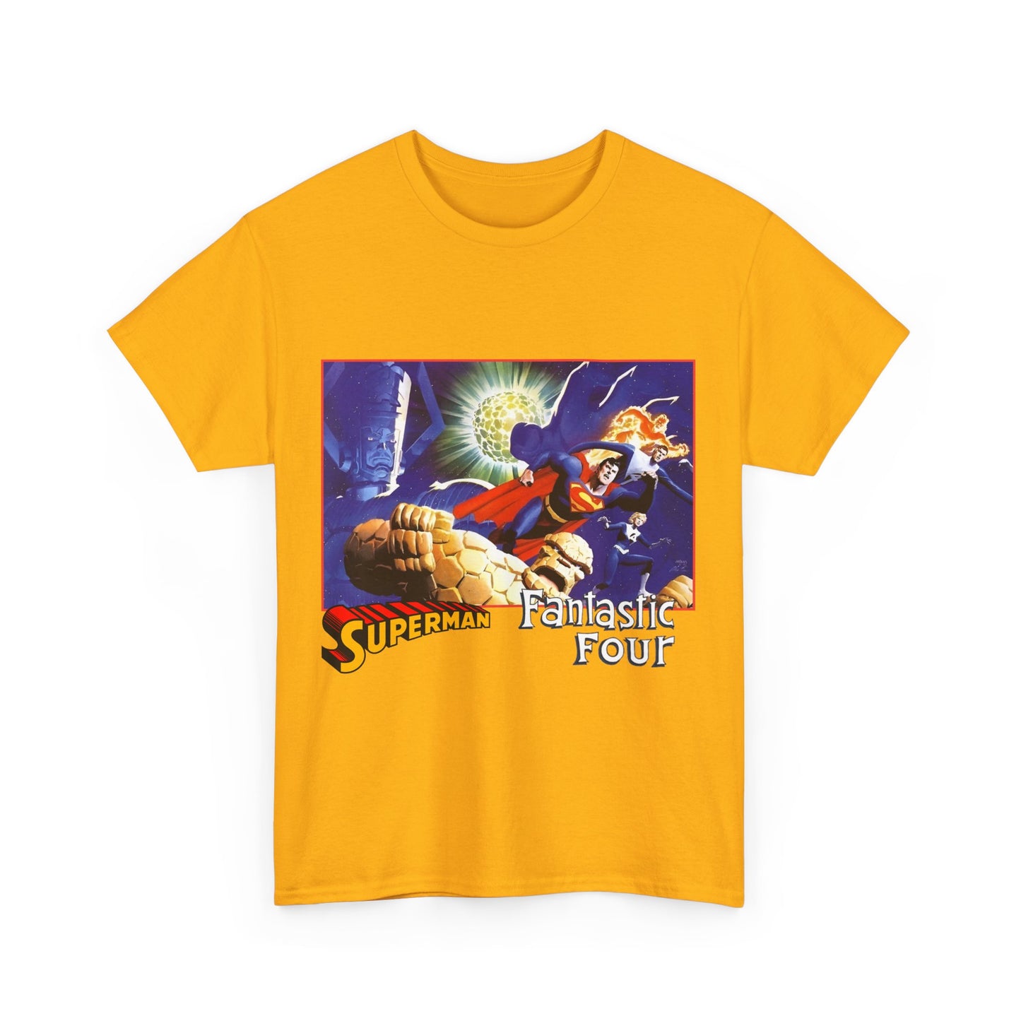 Superman & Fantastic Four T-Shirt - Marvel, DC Comics - Alex Ross, Dan Jurgens - 1990s Crossover Vs Galactus