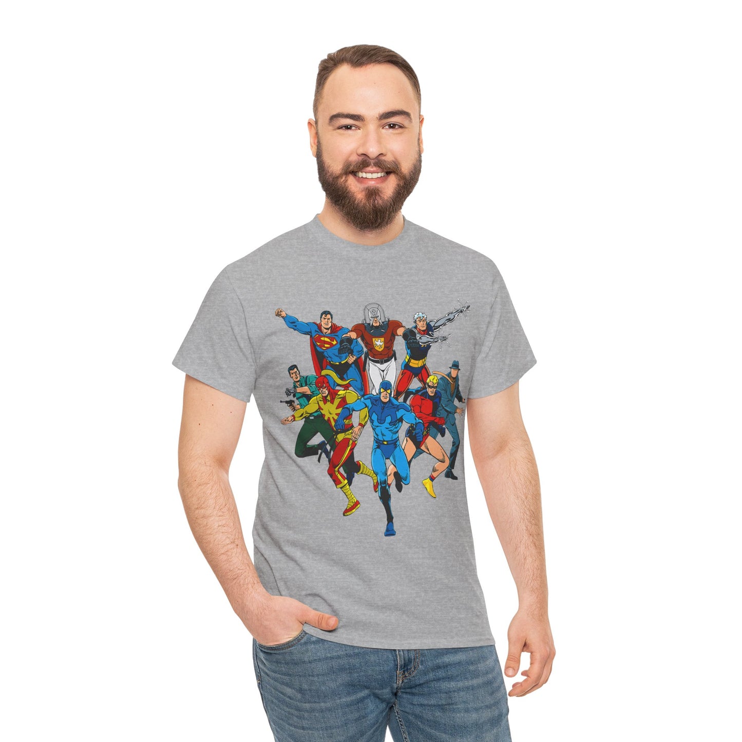 Charlton Characters T-Shirt - DC Comics - Captain Atom, Peacemaker, The Question, Blue Beetle, Judomaster