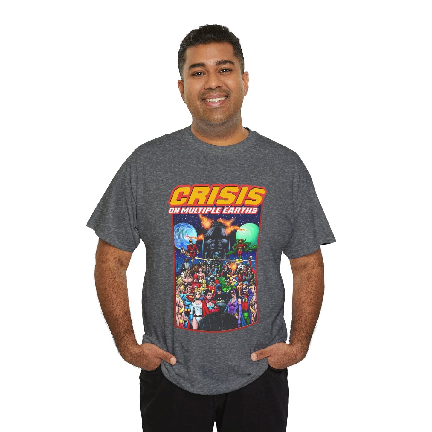 Crisis on Multiple Earths T-Shirt - George Perez Art - JSA & JLA Team-ups - Superman, Batman, Zatanna, Huntress, Power Girl, Hawkman, New Gods, Darkseid - DC Comics