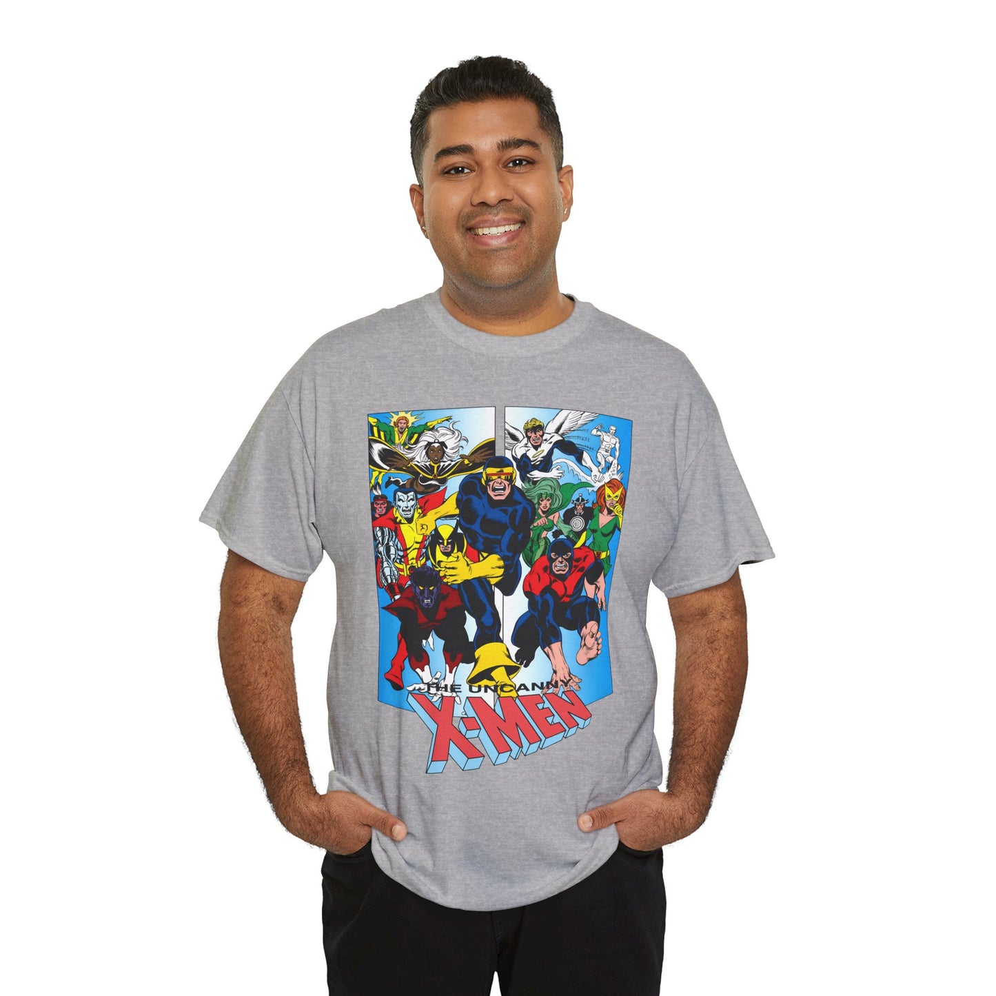 Uncanny X-Men T-Shirt - Classic Dave Cockrum Art - Popular Marvel Comics Series - Wolverine, Storm, Cyclops, Nightcrawler, Jean Grey, Iceman, Banshee, Beast