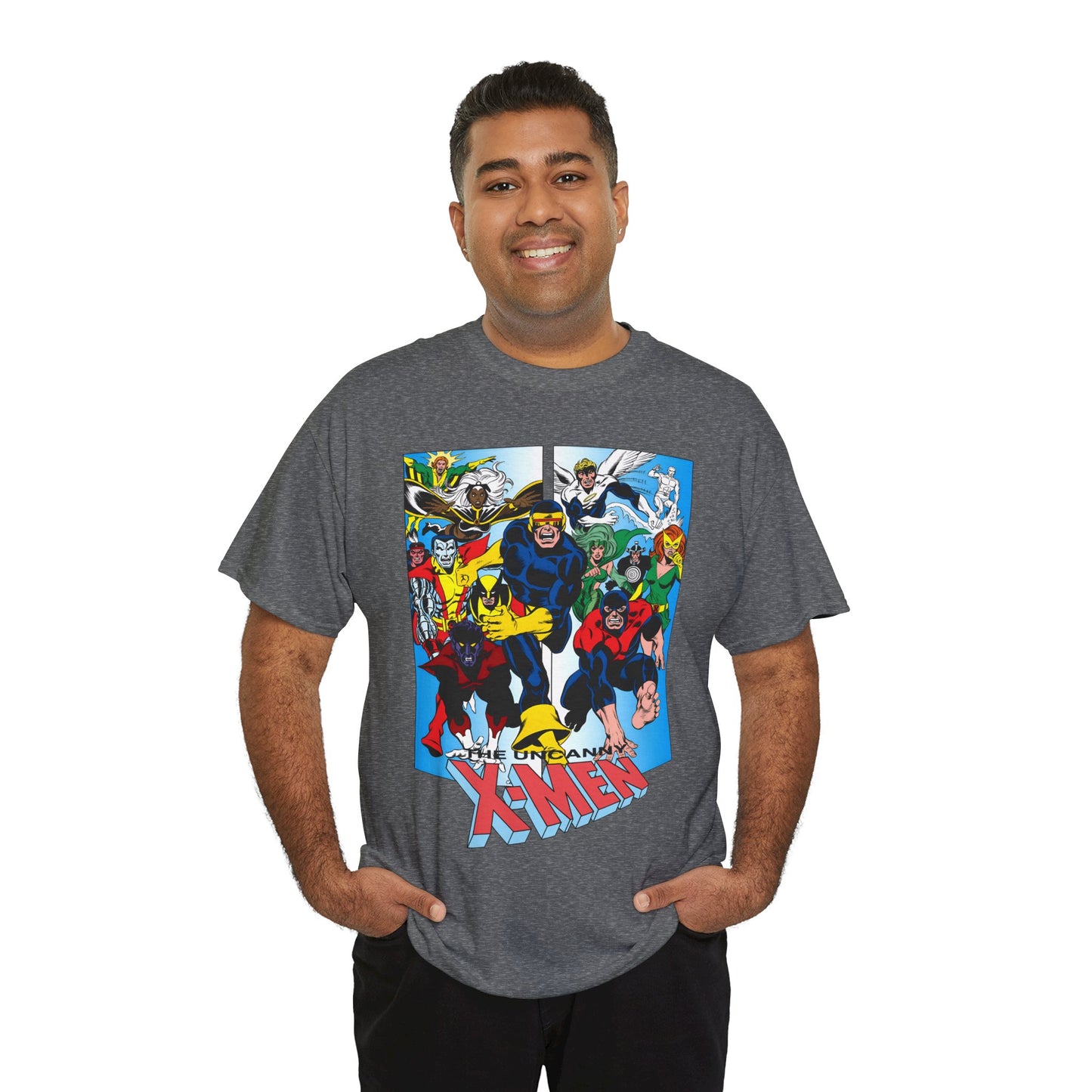 Uncanny X-Men T-Shirt - Classic Dave Cockrum Art - Popular Marvel Comics Series - Wolverine, Storm, Cyclops, Nightcrawler, Jean Grey, Iceman, Banshee, Beast