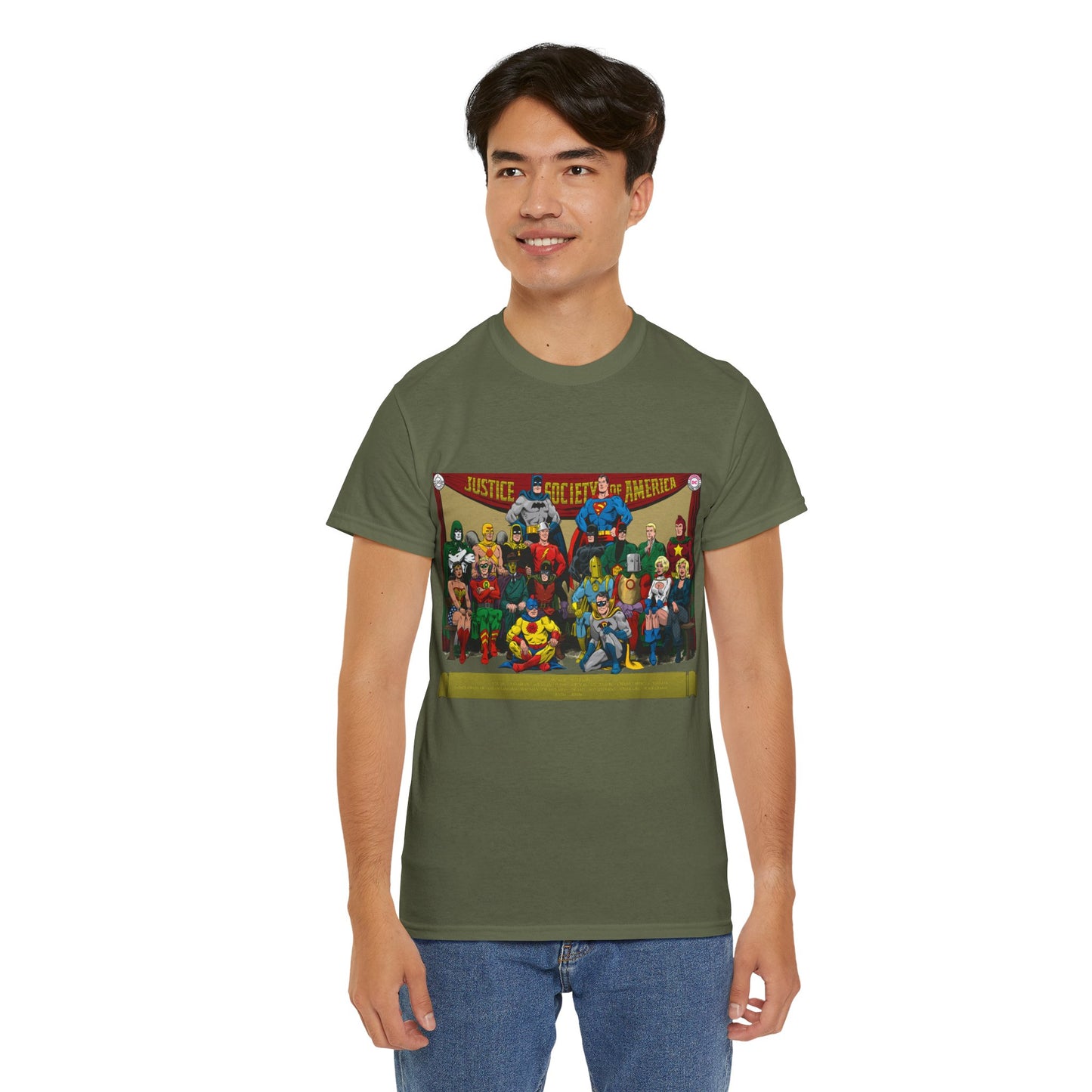 JSA T-Shirt - Sandman, Starman, Atom, Dr Fate, Mr Terrific, Flash, Green Lantern - DC Comics - Justice Society of America - Golden Age