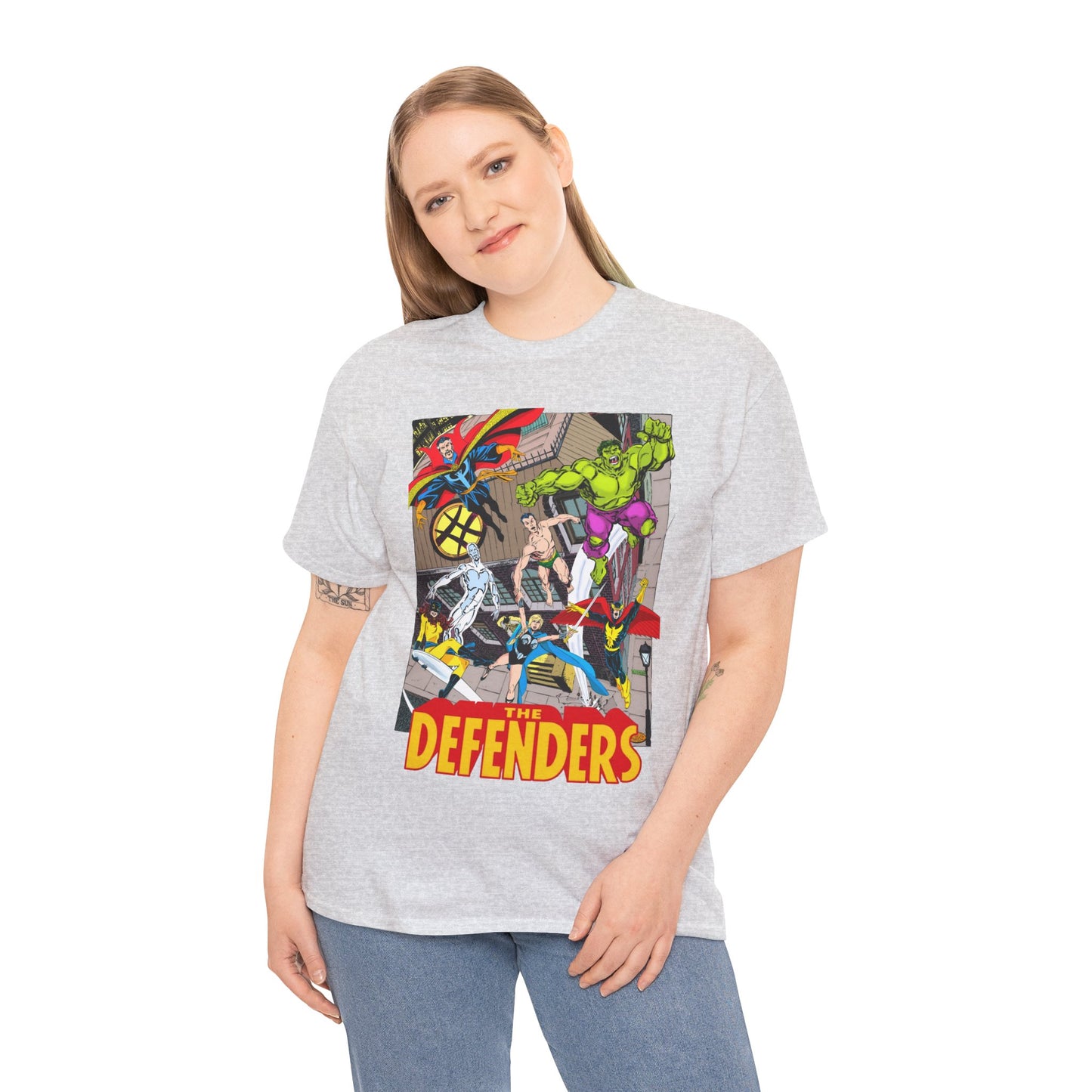 Defenders T-Shirt - John Byrne Art - Marvel Comics - Dr Strange, Nighthawk, Hulk