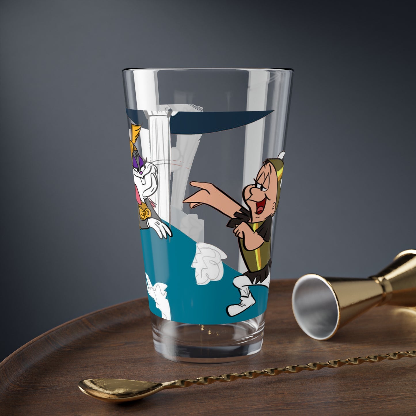 Bugs Bunny & Elmer Fudd Pint Glass, 16oz - What's Opera, Doc? - Looney Tunes - Music-themed - Classic Cartoon