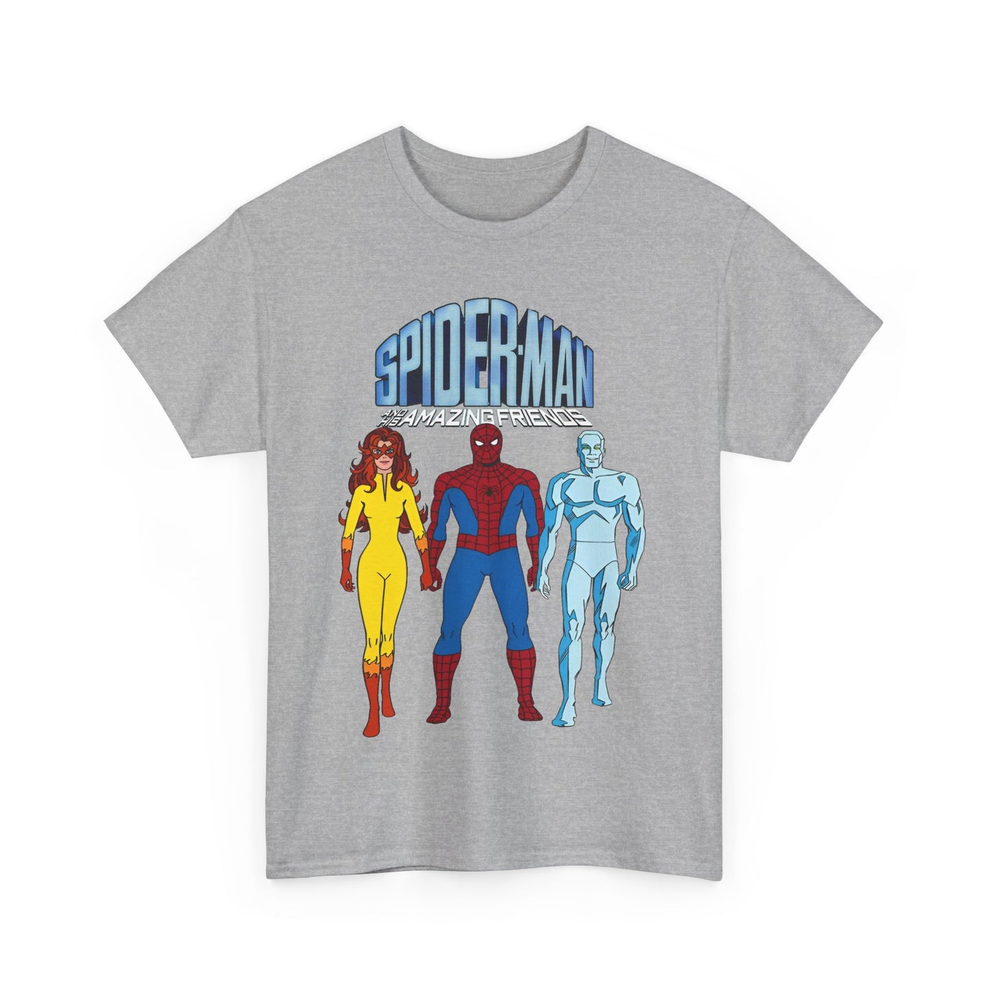 Spider-Man & His Amazing Friends T-Shirt - Spidey, Firestar, Iceman - Popular 1980s Marvel TV Cartoon - Marvel Comics